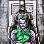 barman y joker en carcel pintura