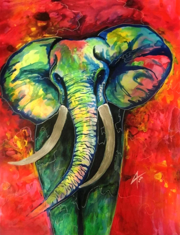 elefante pintura tonos coloridos