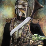 mandalorian baby yoda pintura grogu